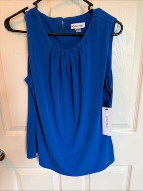 Calvin Klein Women’s Bright Cobalt Blue Pleated Sleeveless Camisole
